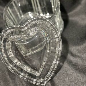 Homco Tender Heart crystal trinket candy dish vintage glass antique